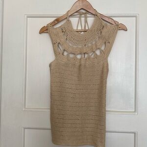 NWOT Claude Montana silk crochet top